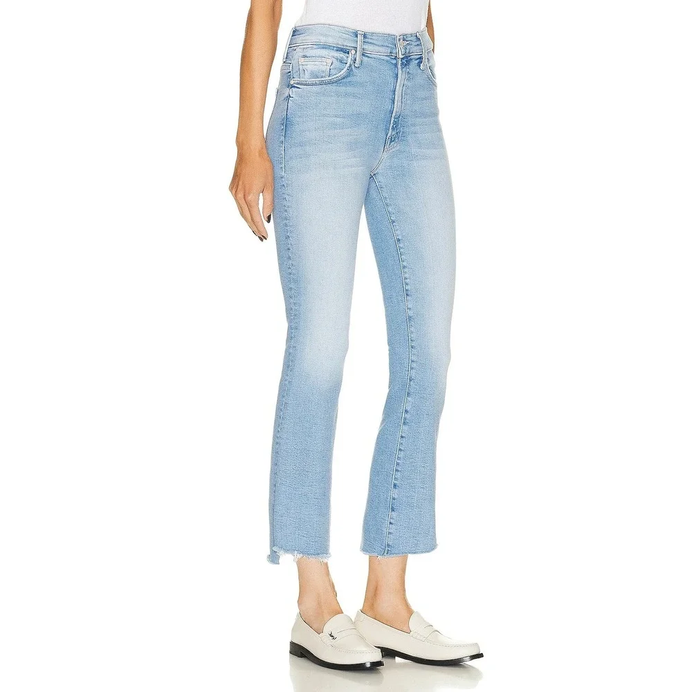 Mother Jeans Womens 32 The Runaway Step Fray California Cruiser Light Wash Flare